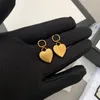 Antique Love Letter Earrings Women Charm Brass Ear Studs Heart Shape Pendant Eardrops Designers Ladies Dangler Wholesale