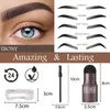 Eyebrow Enhancers 2022 Professional Brow One Step Shaping Kit Stämpeluppsättning Makeup Stick Hårlinjekontur Vattenfast nyans Stencilmall