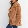 Women Winter Thick Warm Plush Jackets Elegant Vintage Harajuku Loose Faux Fur Casual Turn Down Collar Coat Overcoat Streetwear T220716