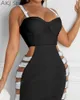 Eyele Chain Hollow Corset Sleeyneveless Bodycon Dress Women Sexig Spaghetti Strap Backlesss Mini 220613