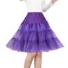 Korta tyllflickor 24-26 "50-tal retro underskirt petticoats för brud bröllopsklänningar svarta ingen-hoop crinoline sommar rockabilly tutu klänningar