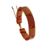 Bracelete de gola de couro de Hip Hop Homem da boate 13mm 100% Bracelete de couro genuíno Brown Ajuste