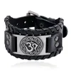 Charm armband charms om yoga symbol brett wrap lager armband äkta läder klocka rem armband smycken punk män manschett pulsera hombre kent2