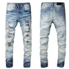 Moda para hombre Jeans Estilo fresco Diseñador de lujo Pantalón de mezclilla Desgastado Rasgado Biker Negro Azul Jean Slim Fit Motocicleta Tamaño 28-40