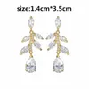 Earrings Green Leaf Earrings burst crystal golden zirconium Dangle & Chandelier inlaid Korean luxury inlay Designer Jewelry Women couple Wedding