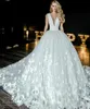 Olivia Bottega 2022 웨딩 드레스 v 넥 캡 소매 로맨틱 나비 아플리크 얇은 버튼 뒷면 웨딩 드레스와 함께 신부 신부 가운