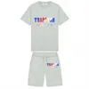 Trapstar Survêtements D'été Pour Hommes Designer Coton Imprimé À Manches Courtes T-shirt Shorts Tenues 2 Pièce Ensembles De Mode Tenues De Sport