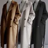 Nuevo invierno elegante abrigo de lana moda mujer negro abrigos largos clásico coreano abrigo de lana calidez oversize outwear al por mayor LJ201106