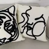 Cushion/Decorative Pillow Art Abstract Tiger Thread Embroidered Pillowcase Cover White Black Sofa Canvas Tufted Cushion Simple Home Decoraio