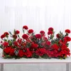 100cm 50cm人工結婚式の花の壁の鉄のアーチの背景装飾用品フェイクシルクペーニーローズロウテーブルセンターピースアレンジ220527