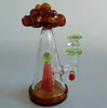 Bubbler Honeycomb Bong Recycler Gravity Hockah Glass Ash Catcher Hockahs Pump Nozzle 포도 삼각형 두꺼운 봉스 석유 장비 Bubble Bong 전체 높이 7.4 인치