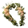 Decorative Flowers & Wreaths Artificial Peony Silk Flower Wreath Teardrop Floral Swag Green Leaves Handmade For Holiday Home Party Wall Wind