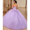 Robes de quinceanera violet légère 2022 pour Sweet 16 Girl Appliques perle Princesse Robe de balle d'anniversaire Prom Robe Vestidos de 15 Años