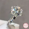 Geoki Perfect Cut Passed Diamond Test 5 ct D Kleur VVS1 Moissanite Ring 925 Sterling Zilveren Verlovingsringen Luxe Sieraden