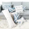 Blue Geometric Tufted Pillowcase with Long Waist Pillowcase Bedroom Sofa Double Pillow Baby Pillows Cute Pillow 30x100cm 220402