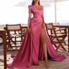 Casual Dresses Women Sexy High Slits Gown Dress Elegant Ladies One Shoulder Tail Banquet Evening Party Long Wedding Guest Maxi Robe