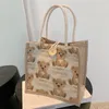 Bear Flax Tote Evening Bags Lady Out Handbag 2021 New INS Day Series Canvas Bag Student Shoulder Handbags