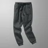 Men's Pants Men's Winter Zip Pockets Mens Joggers Sweatpants Black Grey Thick Warm Fleece Male Casual Thermal Track Trousers Big Size