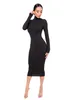 Catsuit Costumes Sexy Womens Turtleneck Dress Solid Slim Package Hip Party Fermeture à glissière arrière cachée