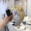 High-end boutique hair accessories women leather PU chain knotted wide-brimmed headband fashion girl hair band headwear