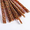 Reusable 9 inch Plastic Drinking Straws Leopard Printed for 20oz Tumbler