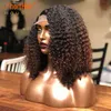 Glueless Afro Kinky Curly شعر مستعار Ombre Humer S for Black Women 4x4 Lace Closure Bob Remy 250 ٪ Censity Precked 220707