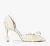 Fashion Luxury brands Designer Sacora Sandals Shoes Pearls White Leather Women's Evening Bridal High Heels jm Designer Lady Pumps Party Wedding