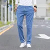 Heren jeans lichtblauw klassiek donkere elastiek los fit denim jean broek maleplus size 40 42 44men's