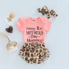 0225 Lioraitiin 024m Baby Girls Day Tops and Shorts Letter Letter Leather Short Romper Leopard Pants 220602