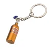 Keychains Metal Bottle Keychain NOS Turbo Nitrogen Key Ring Holder Car Pendant Jewelry Women Men Unique Mini KeyringKeychains Forb22