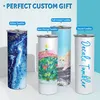 USA Stock 20oz Straight SubliMation Tumblers Rostfritt stål Förolämpad vattenkopp Kaffe -muggar med sugrör och lock för DIY värmeöverföring