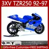 Kit carrosserie pour YAMAHA TZR250-R TZR250RR YPVS 3XV TZR250R 92-97 117No.139 TZR 250 TZR250 R RS RR 1992 1993 1994 1995 1996 1997 TZR-250 Bleu brillant 92 93 94 95 96 97 Carénage d'origine