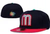 2022 Mexique Casquettes ajustées Lettre M Hip Hop Taille Chapeaux Casquettes de baseball Adulte Visière Plate Pour Hommes Femmes Entièrement Fermé H39825286