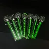 Bruciatore a nafta luminoso colorato verde Tubi che si illuminano al buio 4,1 pollici Vetro a mano Spessore del tubo Chiodo di vetro Grandi regali Pyrex Clear Water Bubbler Accessori per tubi di fumo