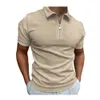 2022 Summer Waffle stały kolor golfowy Polos dla mężczyzn Slim Fit Lapel Lapel krótki rękaw Casual Polo Tshirt PLS-80