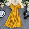 Vintage 2022 Sexy Off Ramię Ruffles Lace Up Summer Midi Sukienka Party Kobiety Wysokiej Talii Suknie Plaża A-Line Vestido de Festa Y220413