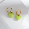 Hoop & Huggie Multicolor Mini Enamel Heart Earrings For Women Girls Gold Color Copper Alloy Minimalist JewelryHoop