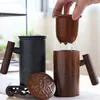 Drinkware Japanse stijl vintage keramische koffie mug tumbler roest glazuur thee lek mok met houten handgreep Water Cup Home Office Drinkware