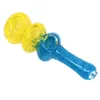 Latest Colorful Pyrex Thick Glass Pipes Dry Herb Tobacco Triple Bowl Handpipe Portable Oil Rigs Bong Smoking Filter Tube Holder Handmade DHL Free