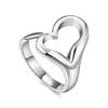 925 sterling Silver Heart حلقة مفتوحة للمرأة مجوهرات حفل زفاف