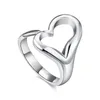 925 Sterling Silver Heart Open Ring For Woman Wedding Engagement Party Jewelry