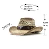 Женские западные ковбойская шляпа натуральная соломенная плетение ручной работы декоративное белока