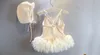 2er Set Baby Mädchen Schwan Bademode Tanzkleid Tutu und Mützen 12-24M Kleinkind Rüschen Badeanzug Baden 220425