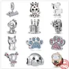 925 Sterling Silber baumeln Charme neue Mode Pudel Pfote Sika Hirsch Kaninchen Perlen Perle passen Pandora Charms Armband DIY Schmuck Zubehör