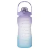 2000ml Duża Pojemność Uchwyt Plastikowych Butelki Bounce Osłona Outdoor Frosted Sports Czajnik Gradient Color Space Cup Z skali Rra12983