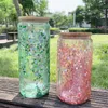 US Stock Double Walled Glass Tumblers 16oz 20oz Straight Pre-drilled Snow Globe Mugs for Sublimation and Glitter Cups 6104 Q2
