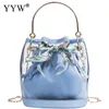 Axelväskor Dam Clear Bucket Bag Mode Transparent Crossbody Dam Casual Messenger Shopping Tote Handväskor Bolso MujerShoulder