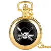 Pocket horloges Skull Pirate Necklace Watch Quartz Clock Sweater -keten Hanger Antiek uurwerk Arabische cijfers Display Retro GiftSpocket