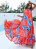 Casual Printed Loose Large Hem Dress Sexig ärmlös Lady Beach Maxi Dress Summer Fashion Elegant Boho Dresses A1080 220527