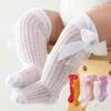 Nieuwe Prinses Baby Meisjes Sokken Voor Pasgeboren Leuke Kant Strik Baby Peuter Lange Sok Zomer Mesh Ademend Baby Kniekousen